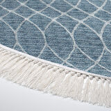 Dekoreko Kaymaz Taban Djt Salon Halısı Star Pamuk Saçaklı Yuvarlak İskandinav F5084