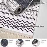 Dekoreko Kaymaz Taban Djt Mutfak Halısı Star Pamuk Saçaklı İskandinav F5086