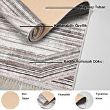 Dekoreko Kaymaz Taban Djt Mutfak Halısı Yıldız Deri Saçaklı Modern 1252