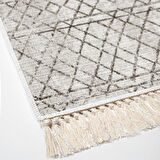 Dekoreko Kaymaz Taban Djt Salon Halısı Yıldız Deri Saçaklı İskandinav F5079