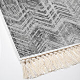 Dekoreko Kaymaz Taban Djt Salon Halısı Yıldız Deri Saçaklı İskandinav F5083