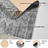 Dekoreko Kaymaz Taban Djt Salon Halısı Yıldız Deri Saçaklı İskandinav F5083