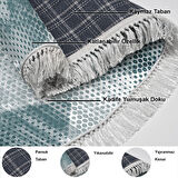 Dekoreko Kaymaz Taban Djt Salon Halısı Star Pamuk Saçaklı Oval İskandinav F5131