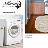 Dekoreko Kaymaz Taban Djt Mutfak Halısı Yıldız Deri Saçaklı Oval Modern 757