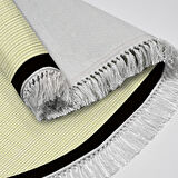 Alanur Home Kaymaz Taban Djt Banyo Mutfak Salon Halı  Trend Saçaklı Oval Dokuma Desen E5007