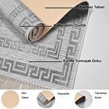 Dekoreko Kaymaz Taban Djt Salon Halısı Yıldız Deri Saçaklı Modern Kt418