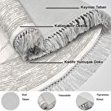 Dekoreko Kaymaz Taban Djt Salon Halısı Trend Saçaklı Oval Modern M5076