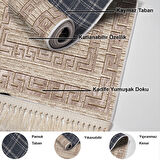 Dekoreko Kaymaz Taban Djt Mutfak Halısı Star Pamuk Saçaklı Modern F5036