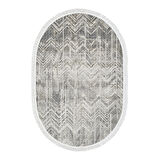 Dekoreko Kaymaz Taban Djt Salon Halısı Yıldız Deri Saçaklı Oval İskandinav F5083