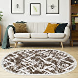 Dekoreko Kaymaz Taban Djt Salon Halısı Trend Saçaklı Oval İskandinav F5128