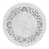 Dekoreko Kaymaz Taban Djt Mutfak Halısı Yıldız Deri Saçaklı Yuvarlak Modern 626M