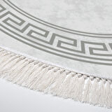 Dekoreko Kaymaz Taban Djt Mutfak Halısı Yıldız Deri Saçaklı Yuvarlak Modern 626M