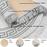 Dekoreko Kaymaz Taban Djt Mutfak Halısı Yıldız Deri Saçaklı Yuvarlak Modern 626M