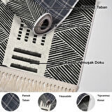 Dekoreko Kaymaz Taban Djt Mutfak Halısı Star Pamuk Saçaklı İskandinav M1282