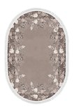 Dijital Baskılı Oval Salon Halısı | Kaymaz Yıkanabilir | Keçe Taban Saçaklı | Çiçekli | P1388