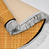 Alanur Home Kaymaz Taban Djt Banyo Mutfak Salon Halı Yıldız Deri Saçaklı Yuvarlak Dokuma Desen E5007