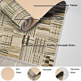 Dekoreko Kaymaz Taban Djt Salon Halısı Yıldız Deri Saçaklı Modern 1937