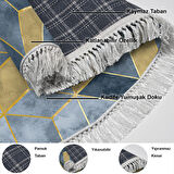 Dekoreko Kaymaz Taban Djt Mutfak Halısı Star Pamuk Saçaklı Oval İskandinav 2146M