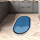 Alanur Home Kaymaz Taban Djt Banyo Mutfak Salon Halı  Trend Saçaklı Oval Dokuma Desen E5007