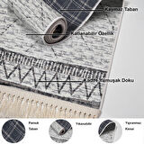 Dekoreko Kaymaz Taban Djt Salon Halısı Star Pamuk Saçaklı İskandinav F5081