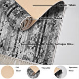 Dekoreko Kaymaz Taban Djt Banyo Halısı Yıldız Deri Saçaklı Modern Mu147