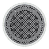 Dekoreko Kaymaz Taban Djt Salon Halısı Star Pamuk Saçaklı Yuvarlak Modern M5001