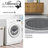 Dekoreko Kaymaz Taban Djt Salon Halısı Star Pamuk Saçaklı Yuvarlak Modern M5001