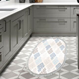 Dekoreko Kaymaz Taban Djt Mutfak Halısı Yıldız Deri Saçaklı Oval Modern 674M