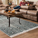 Dekoreko Kaymaz Taban Djt Salon Halısı Yıldız Deri Saçaklı Modern 743