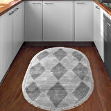 Dekoreko Kaymaz Taban Djt Mutfak Halısı Trend Saçaklı Oval İskandinav F5131