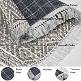 Dekoreko Kaymaz Taban Djt Banyo Halısı Star Pamuk Saçaklı Oval İskandinav F5087