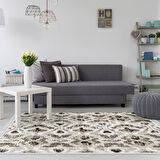 Dekoreko Kaymaz Taban Djt Salon Halısı Yıldız Deri Saçaklı İskandinav F5136