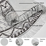 Dekoreko Kaymaz Taban Djt Mutfak Halısı Trend Saçaklı Oval İskandinav F5081
