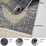 Dekoreko Kaymaz Taban Djt Mutfak Halısı Star Pamuk Saçaklı Modern E4052