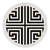 Dekoreko Kaymaz Taban Djt Salon Halısı Star Pamuk Saçaklı Yuvarlak Modern 658M