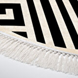 Dekoreko Kaymaz Taban Djt Salon Halısı Star Pamuk Saçaklı Yuvarlak Modern 658M