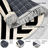 Dekoreko Kaymaz Taban Djt Salon Halısı Star Pamuk Saçaklı Yuvarlak Modern 658M