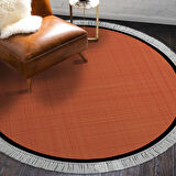 Alanur Home Kaymaz Taban Djt Banyo Mutfak Salon Halı Yıldız Deri Saçaklı Yuvarlak Dokuma Desen E5007