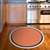 Alanur Home Kaymaz Taban Djt Banyo Mutfak Salon Halı Yıldız Deri Saçaklı Yuvarlak Dokuma Desen E5007