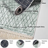 Dekoreko Kaymaz Taban Djt Salon Halısı Star Pamuk Saçaklı İskandinav F5079