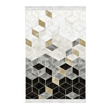 Dekoreko Kaymaz Taban Djt Salon Halısı Yıldız Deri Saçaklı İskandinav 2146M