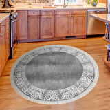 Dekoreko Kaymaz Taban Djt Mutfak Halısı Yıldız Deri Saçaklı Yuvarlak Modern 1460