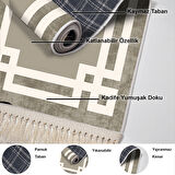 Dekoreko Kaymaz Taban Djt Salon Halısı Star Pamuk Saçaklı Modern 657M