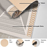 Dekoreko Kaymaz Taban Djt Salon Halısı Yıldız Deri Saçaklı Modern P1526