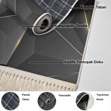 Dekoreko Kaymaz Taban Djt Salon Halısı Star Pamuk Saçaklı Modern F5005