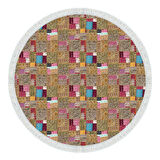 Dekoreko Kaymaz Taban Djt Salon Halısı Yıldız Deri Saçaklı Yuvarlak Modern 2155M