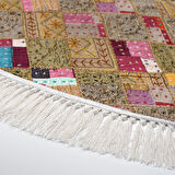 Dekoreko Kaymaz Taban Djt Salon Halısı Yıldız Deri Saçaklı Yuvarlak Modern 2155M