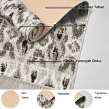 Dekoreko Kaymaz Taban Djt Salon Halısı Yıldız Deri Saçaklı İskandinav F5136