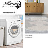 Dekoreko Kaymaz Taban Djt Salon Halısı Yıldız Deri Saçaklı Yuvarlak İskandinav F5085