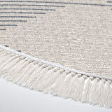 Dekoreko Kaymaz Taban Djt Salon Halısı Yıldız Deri Saçaklı Yuvarlak İskandinav F5085